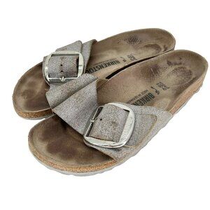 Birkenstock Madrid Sandals Big Buckle Size 39 US 8-8.5 Slides One Strap Silver